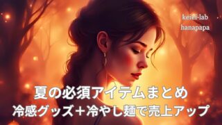 夏の必須アイテムまとめ|冷感グッズ+冷やし麺で売上アップ