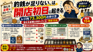 コンビニの釣銭準備金はいくら?現金比率7割のレジ内セットと予備両替金の作り方