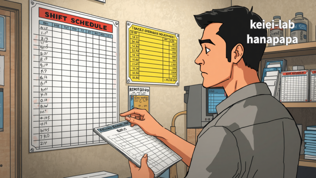 コンビニの労働時間管理・シフト確認のイメージ