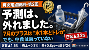 【答え合わせ】予測は外れました|7月のプラスは「水1本とトレカ」でできている——中食が戻らない、が次の宿題【現役オーナー】