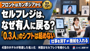 フロントはカンボジアから|4室のホテルが到達した省人化と、有人レジに戻り始めたコンビニ——「仕事を消す」と「機械を入れる」は違う【現役オーナー】