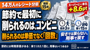 節約で最初に削られるのは、コンビニ｜「スーパーに一本化」+8.6ポイントの読み方——安さでは戻らない客数を、徒歩3分の「時間」で守る【現役オーナー】