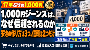 1000円ジーンズは、なぜ信頼されるのか|安さには3つの作り方がある——コンビニの集客商品は「当日」ではなく「明日」で回収する【現役オーナー】