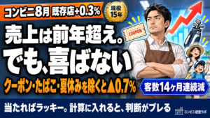 コンビニ8月は+0.3%、客数は14ヶ月連続減|プラスを作ったのはクーポンとたばこ——「当たればラッキー」を、店の実力に数えない【現役オーナー】
