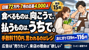 日販72万円・7月の応募4,000人|まいばすけっとは「欲しい」に応え、コンビニ本部は「売りたい」を広告にした——同じ週の2つのニュース【現役オーナー】