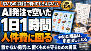 AI発注で空いた1日1時間は、人件費に回る|「ないものは競合他社で買ってもらえばいい」は、コンビニにも要る——セリアに学ぶ、置かない勇気とやめる判断【現役オーナー】